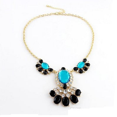 Gold Color Alloy Colorful Big Round Lovely Pendant Necklace
