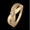 18K Gold Plated Ring Rhinestone Mujer