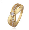 18K Gold Plated Ring Rhinestone Mujer