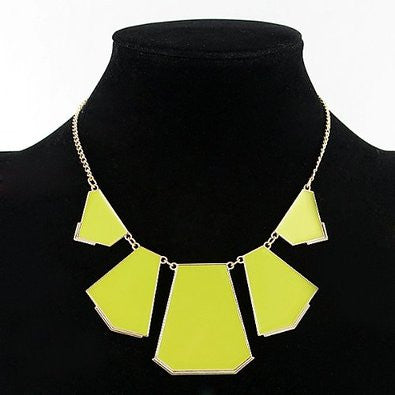Style Bright Color Enamel Alloy Chain Geometric Necklace