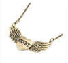 Gold Plated Angle Wings with Love Necklaces Pendants Long Chain necklace