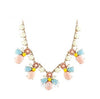 Gold Color Alloy Colorful Imitation Gemstone Round Necklace