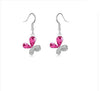 Rinestone Bowknot Earring Butterfly Dangle Earrings Silver Plated