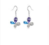 Rinestone Bowknot Earring Butterfly Dangle Earrings Silver Plated