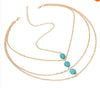 Multi Layer Gold Metal Turquoise Head Chain Hair Jewelry